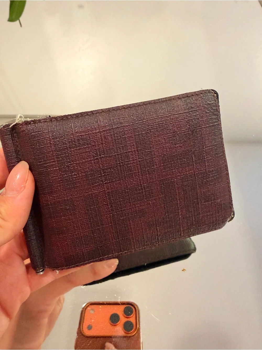Men's FENDI Slim Money Clip Wallet - Burgundy